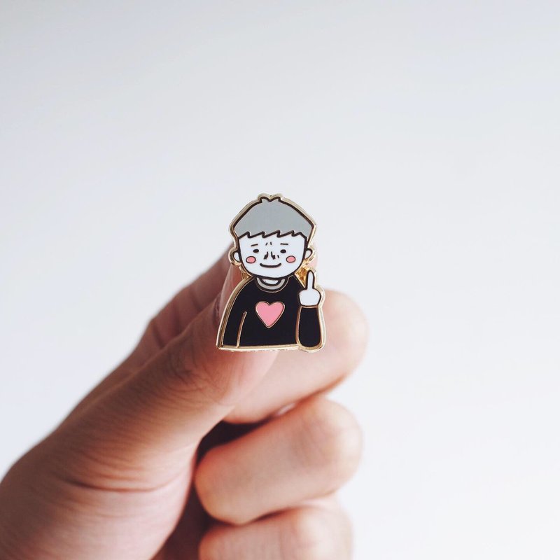 Middle finger (black) metal pin