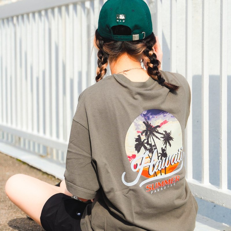 【CREEPS】Hawaii Summer 寬鬆重磅印花T恤 210g - 男 T 恤 - 棉.麻 多色