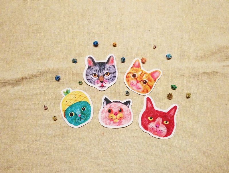Cat sticker waterproof on white