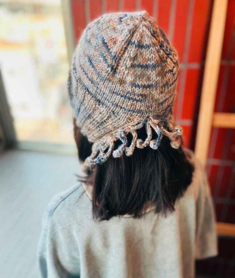 革物製織丨手染美麗諾羊毛_跳舞的精靈水母毛帽 - 帽子 - 羊毛