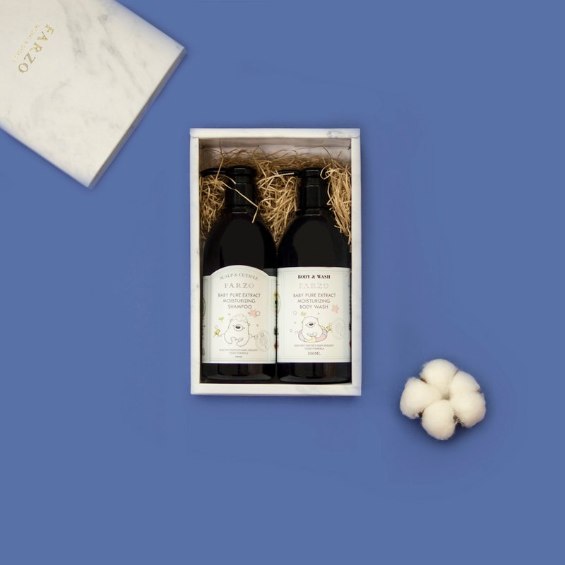 Farzo Floral Natural Extract - Shampoo + Shower Milk Gift Box (Exquisite Marble Gift Box)