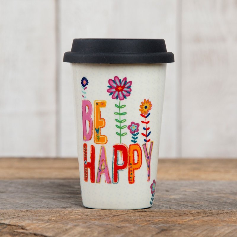 Ceramic insulated double-layer cup-BE HAPPY∣TMUG029