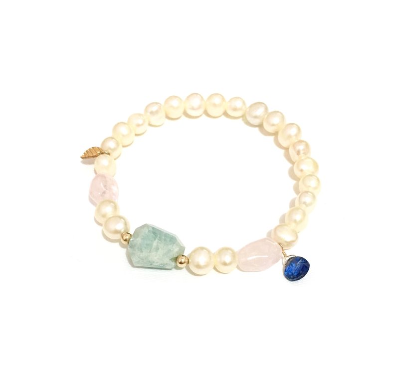 Little Elegant Aquamarine with Pearl Bracelet