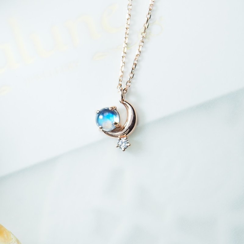 【Lalune】forevermore 仲夏夜之夢 月光石經典玫瑰金K金極細項鍊