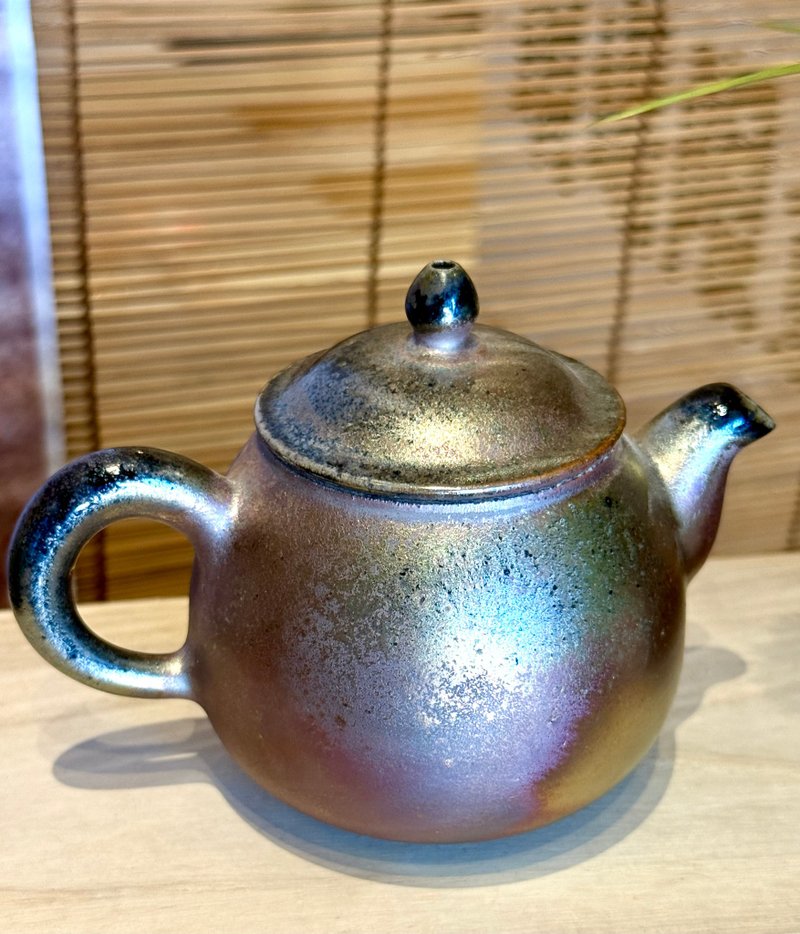 煙霞光紫金彩柴燒壺 - 茶壺/茶杯/茶具 - 陶