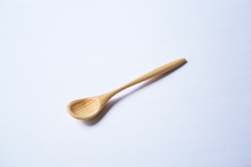 木のデザートスプーン, ひのき - 刀叉/湯匙/餐具組 - 木頭