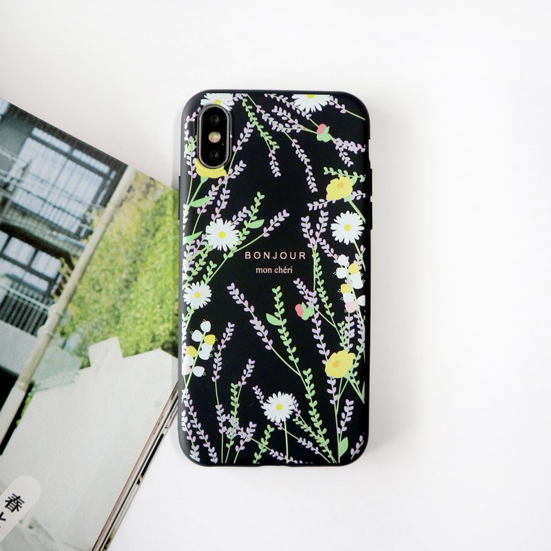 Water flower vine black phone case