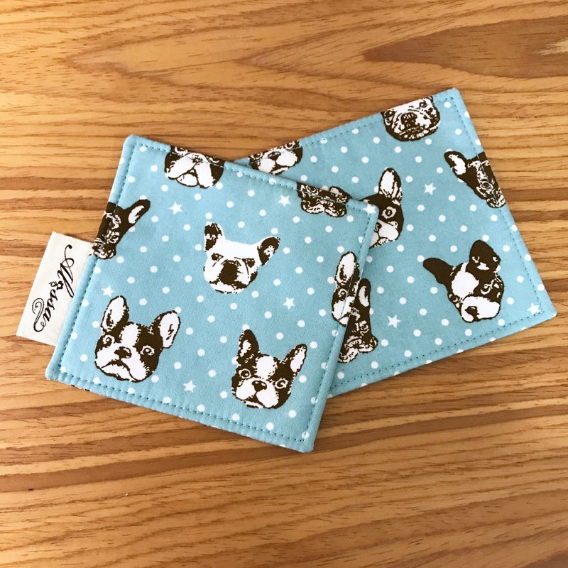 Blue Bull Terrier coaster set (a set of two)