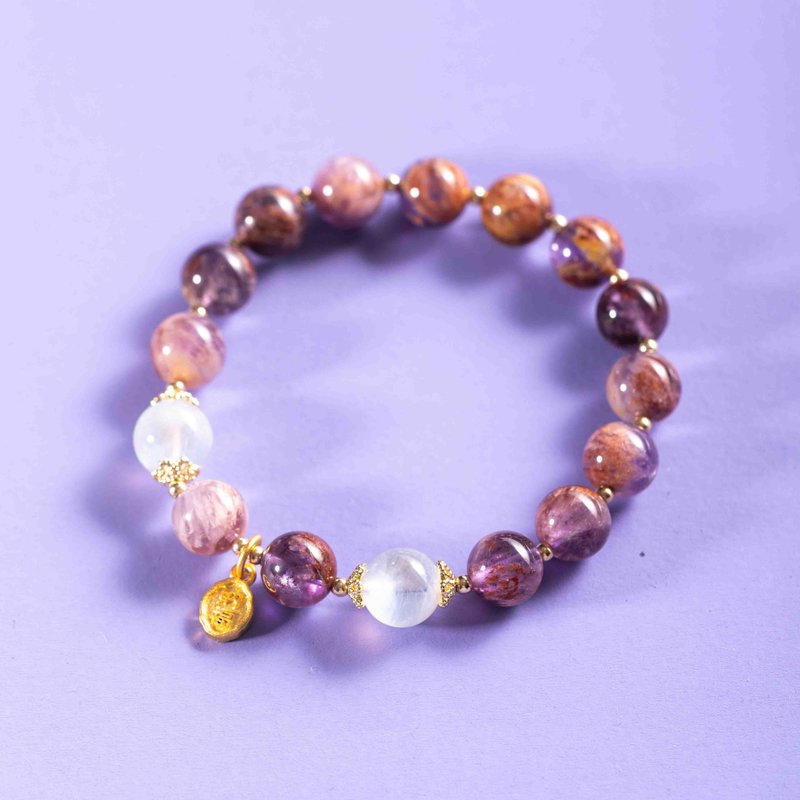紫幽靈月光石14K鍍金手鍊 | 天然紫色水晶手鏈 客製化禮物 - 手鍊/手環 - 水晶 紫色
