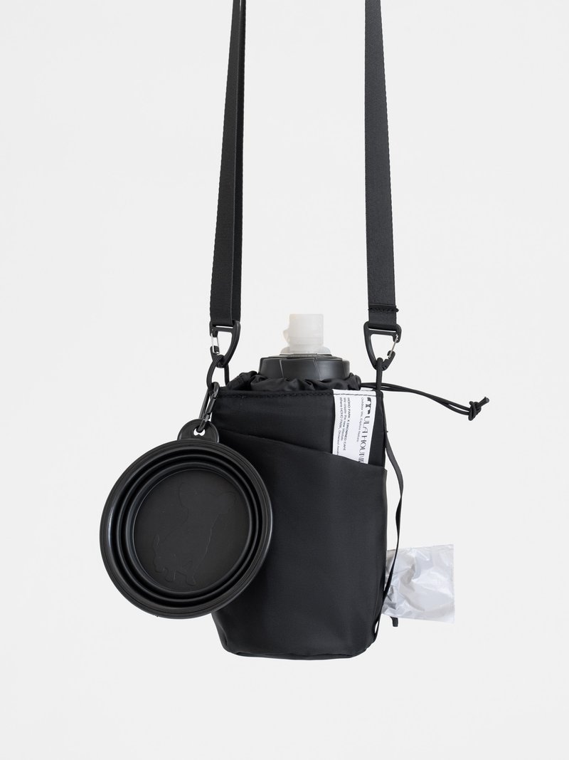 戶外多功能萬用水壺包/遛狗散步水壺包 - 側背包/斜背包 - 聚酯纖維 黑色