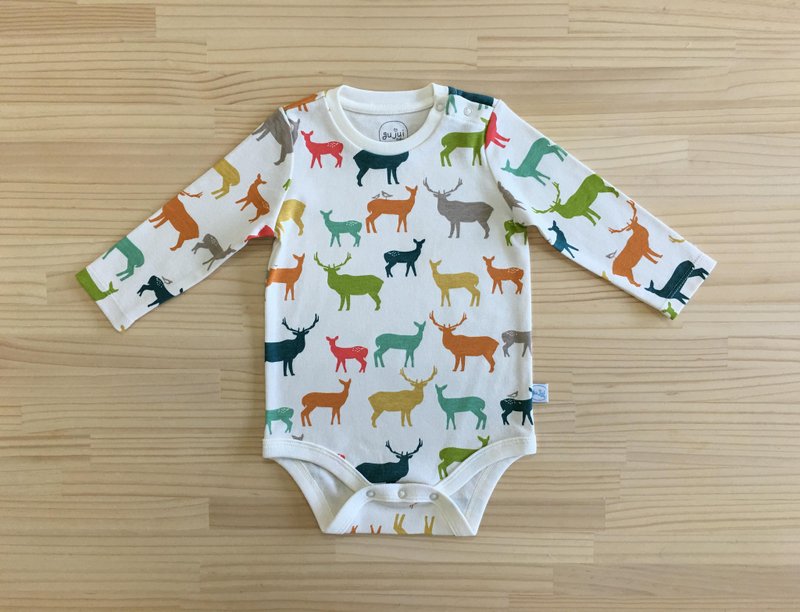 gujui love elk (color) - Organic cotton long sleeve package fart clothing 6 ~ 12M