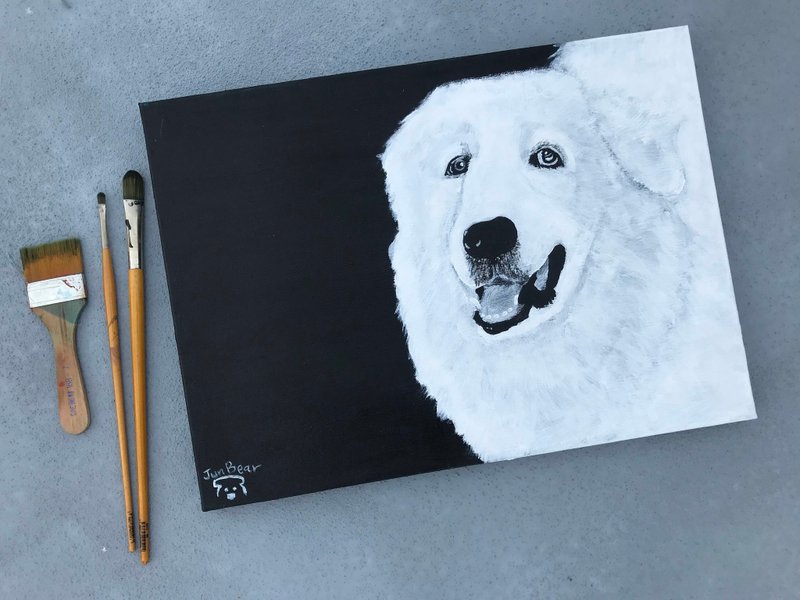 Black and white pop style big white bear acrylic frameless painting custom