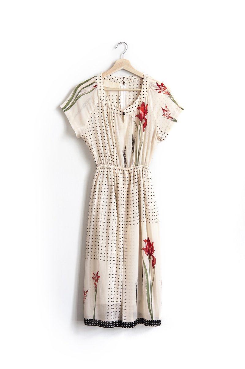 Vintage Summer Red Vintage short-sleeved dress