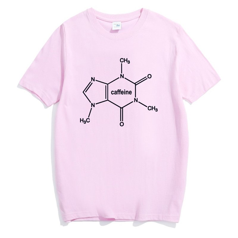 Caffeine Molecule (spot) men and women short-sleeved T-shirt light pink caffeine Wen Qing arts and design trendy text fashion