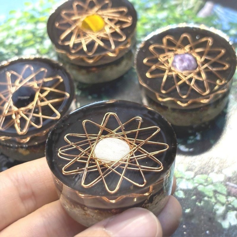 十二芒星雙面奧剛 | 西藏金剛杵和能量水晶 - 擺飾/家飾品 - 水晶 黑色