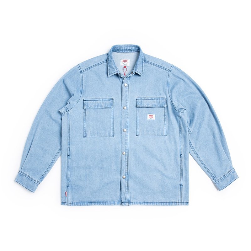 EDWIN 男款 工裝夾克外套 (漂淺藍) #牛仔外套 - 男夾克/外套 - 棉.麻 藍色