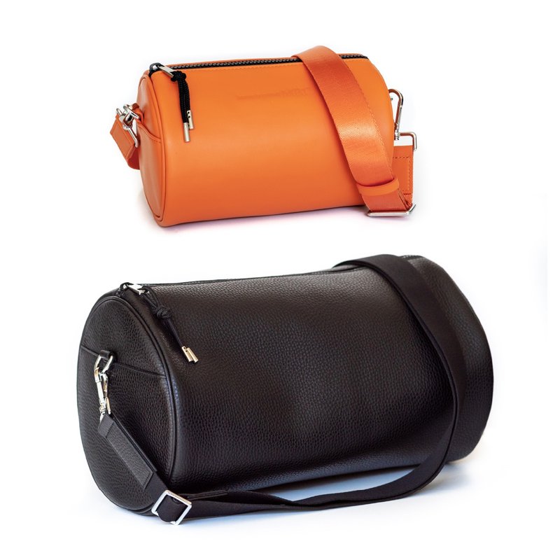 Patina leather custom-made Roller Boston bag cylinder bag