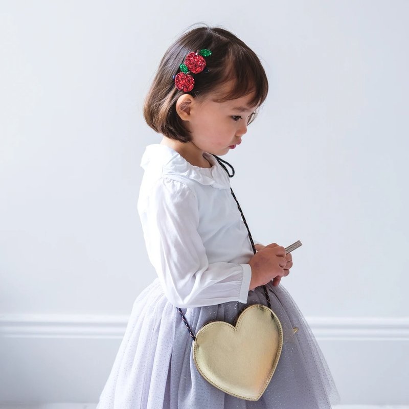 金色豹紋愛心小包 | 咪咪&露拉 兒童時尚俏皮配飾 出清特價 背包 - 防走失/兒童背包 - 其他材質 金色