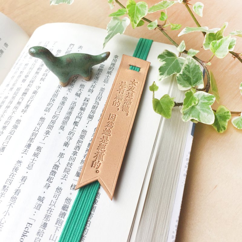 Original and Hand-made Bookmark Strap with selected text / quotes-" Dinosaur girl friend is a blessing, as she is an extinct species."