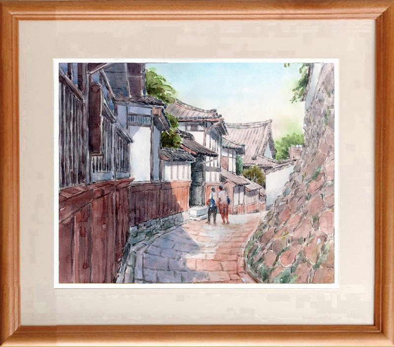 水彩画原画 武家屋敷・臼杵の街 - 海報/掛畫/掛布 - 紙 咖啡色