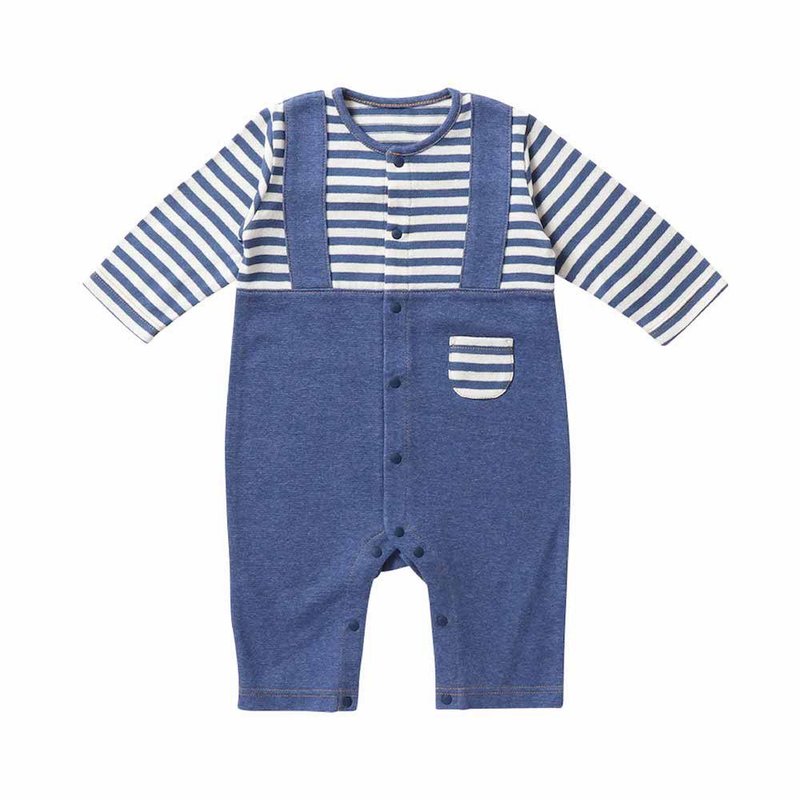 【日本OP mini】嬰兒連身衣/新生兒包屁衣2色(單入) 深藍 / 灰 - 包屁衣/連身衣 - 棉.麻