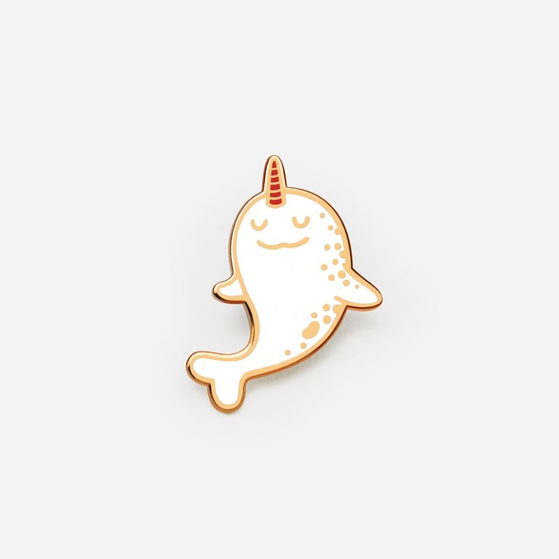 Floating Narwhal enamel pin