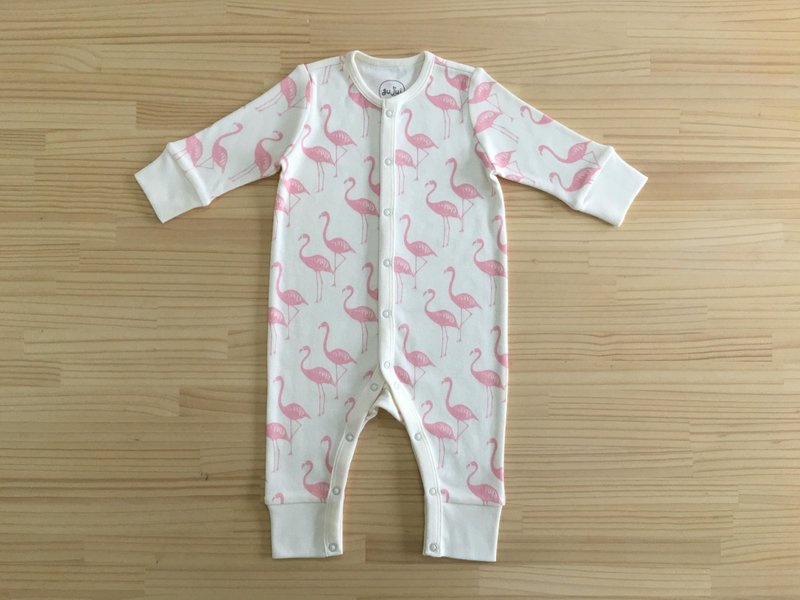 Gujui love flamingo - organic cotton long sleeve jumpsuit 3~6M