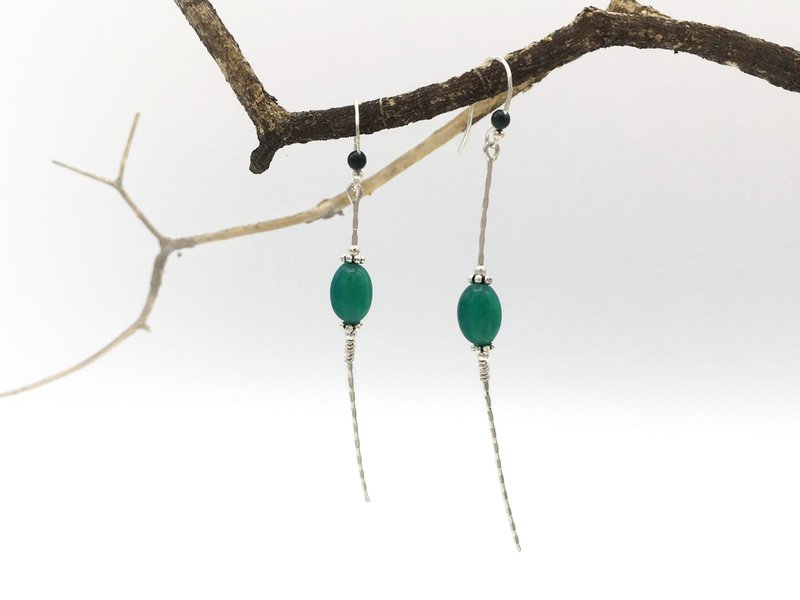 ต่างหูเงินแท้, หิน green agate, ต่างหูแบบยาว