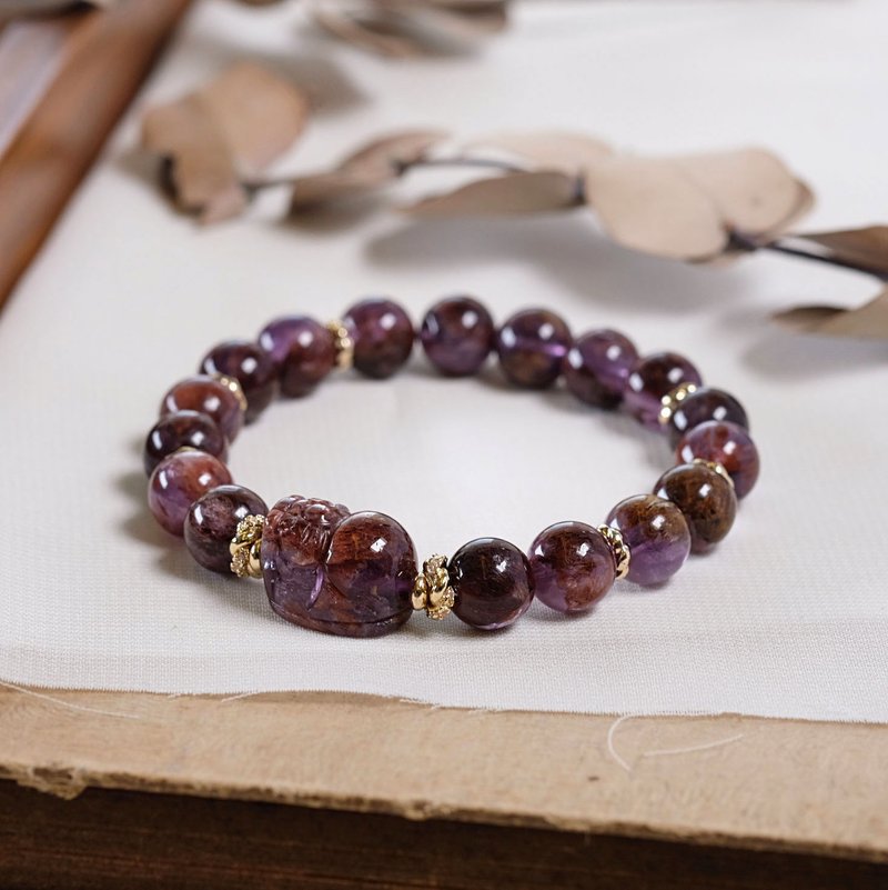 紫幽靈 貔貅 手鍊 天然礦石水晶 - 手鍊/手環 - 水晶 紫色