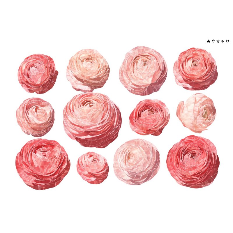 【10月新作4】20-22-0004  チョキペーパー・コラージュ素材  ラナンキュラス - 貼紙 - 紙