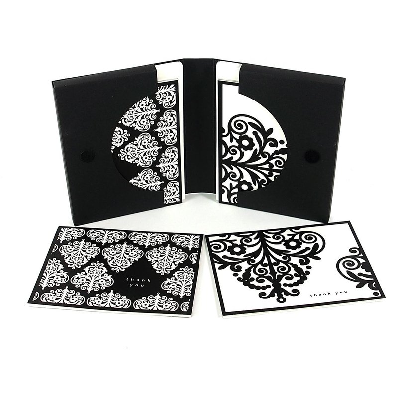 盒卡-黑色花紋兩款各5共10入【Hallmark-卡片 無限感謝/多用途】