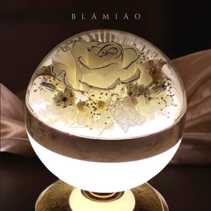 花樣時光圓舞燈 - 月白(黑滾邊) - 燈具/燈飾 - 植物.花 白色