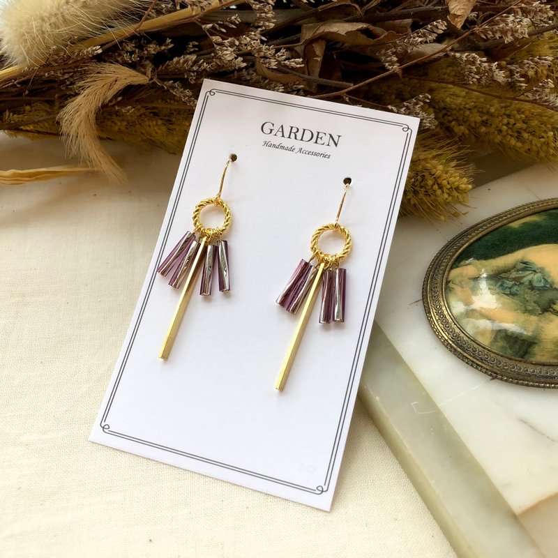 Heart-shaped champagne purple earrings