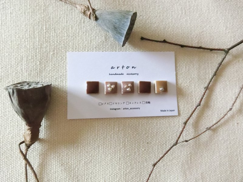 arton * Earrings * Ceramics * Mino ware * 5 piece * Titanium * Adu