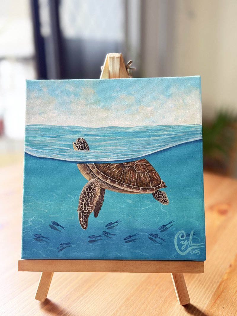 和我一起 迷你海龜7  With Me Mini Sea Turtle 7 - 似顏繪/客製畫 - 棉.麻 多色