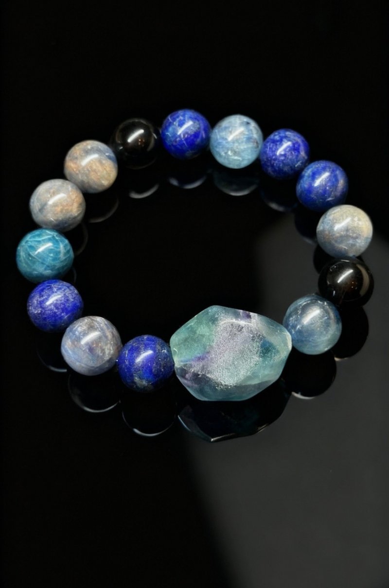 Crystal.EAA 設計款水晶手鏈 青藍紫韻 極地星環 青金石 藍晶石 - 手鍊/手環 - 水晶 藍色