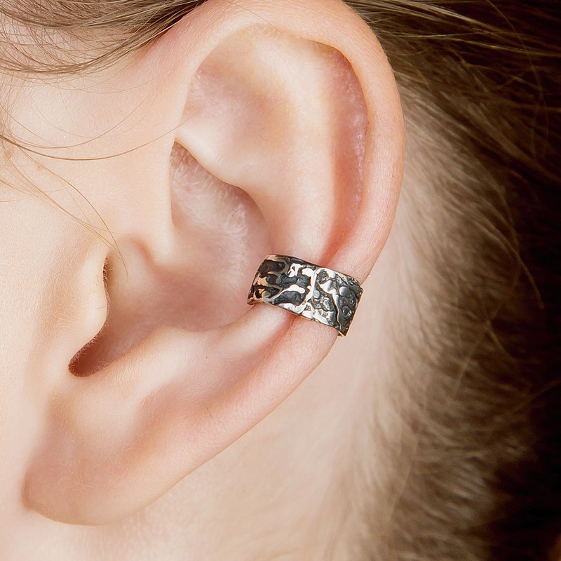 中性簡約耳套純銀 - 耳環/耳夾/耳骨夾 - 純銀 銀色