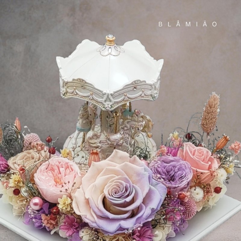 Yume永生花夢幻庭園系列 - 旋轉木馬(撫子紅藤) - 乾燥花/永生花 - 植物.花 紫色