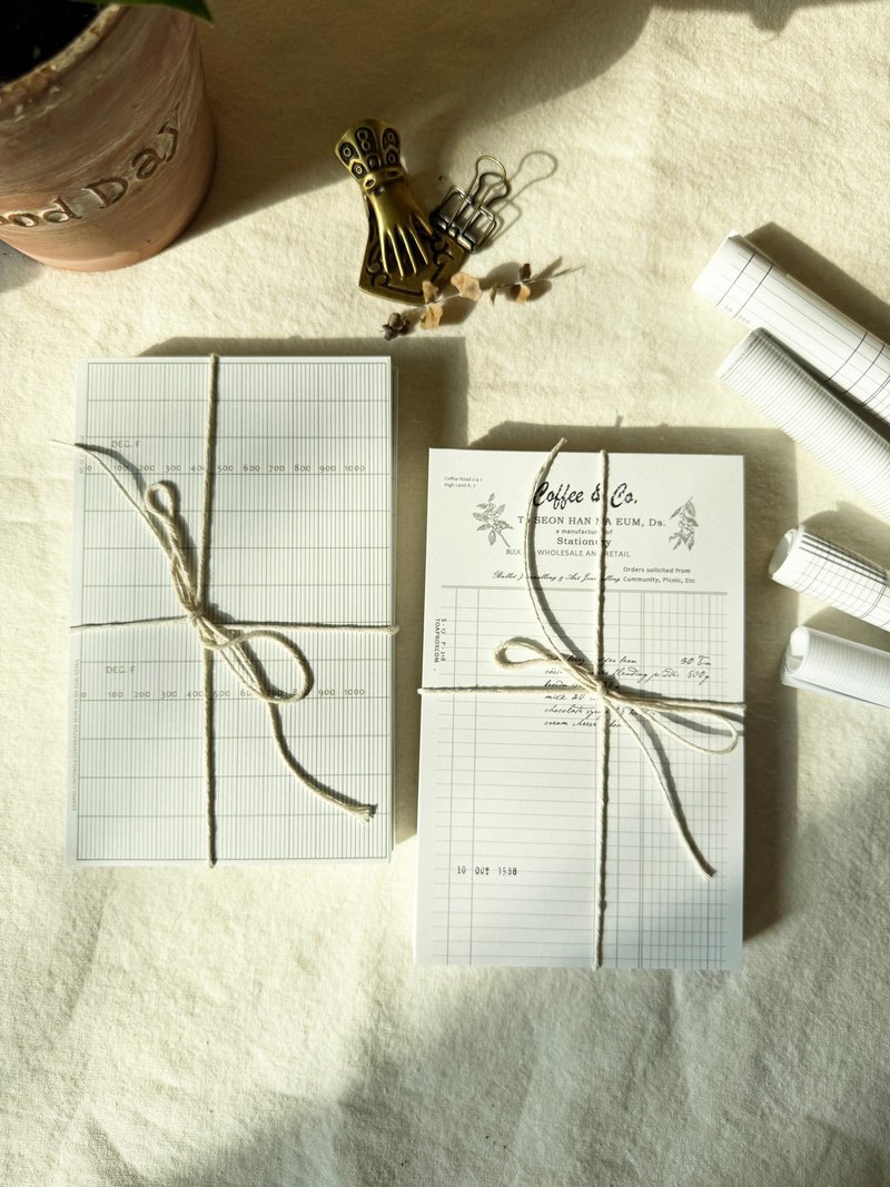 Vintage Receipt Grid Memo Pad  100 x 160 mm - 便條紙/便利貼 - 紙 白色