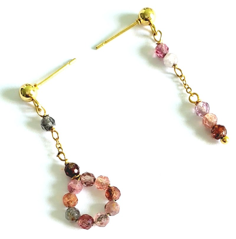 天然彩色尖晶石吊款耳環 - 耳環/耳夾/耳骨夾 - 寶石