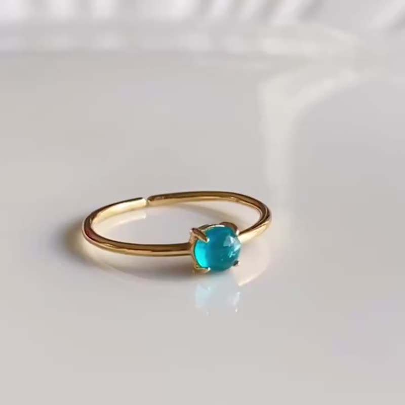 18kgp + SV925 Neon Blue Apatite / mini one stone ring - General Rings - Gemstone Blue