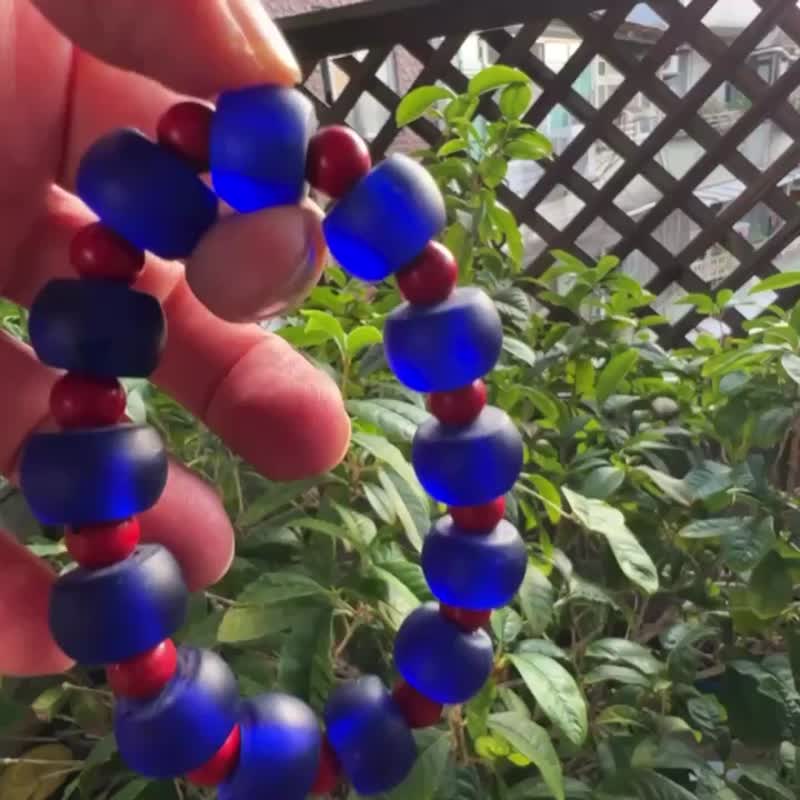 老琉璃珠 手鍊 清代老琉璃 貿易珠 老珠子 手鏈 古珠 手串 藝術 - 手鍊/手環 - 玻璃 多色