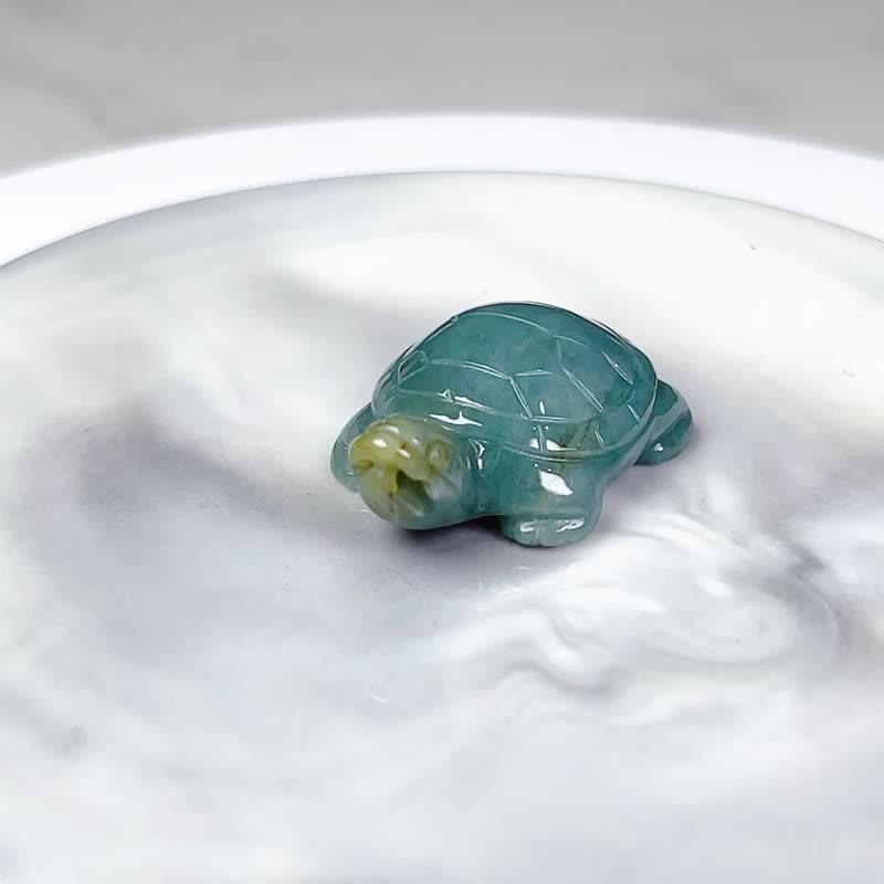 【吉祥‧長壽】飄花翡翠烏龜 | 天然A貨翡翠 | 送禮 - 吊飾/掛飾 - 玉石 綠色