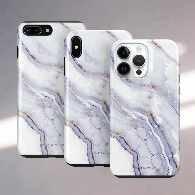 【客製化】北冰洋雲石紋 iPhone 15/14/13/12 MagSafe 手機殼 - 手機殼/手機套 - 塑膠 白色