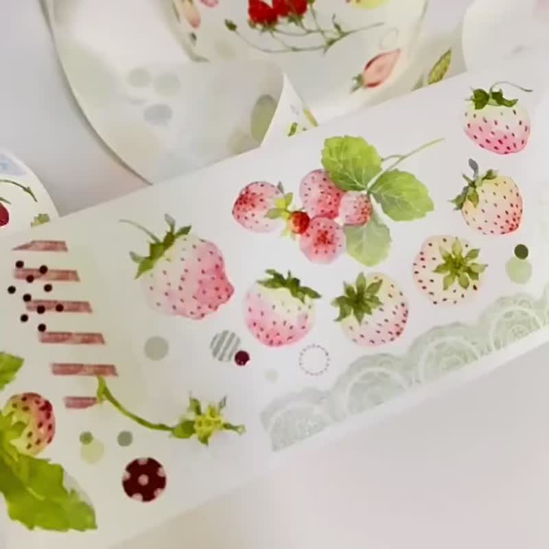 Wild Berry-PET Washi Tape Fresh Fruit Strawberry DIY Handbook Diary Hand-painted Decoration Material - มาสกิ้งเทป - กระดาษ หลากหลายสี