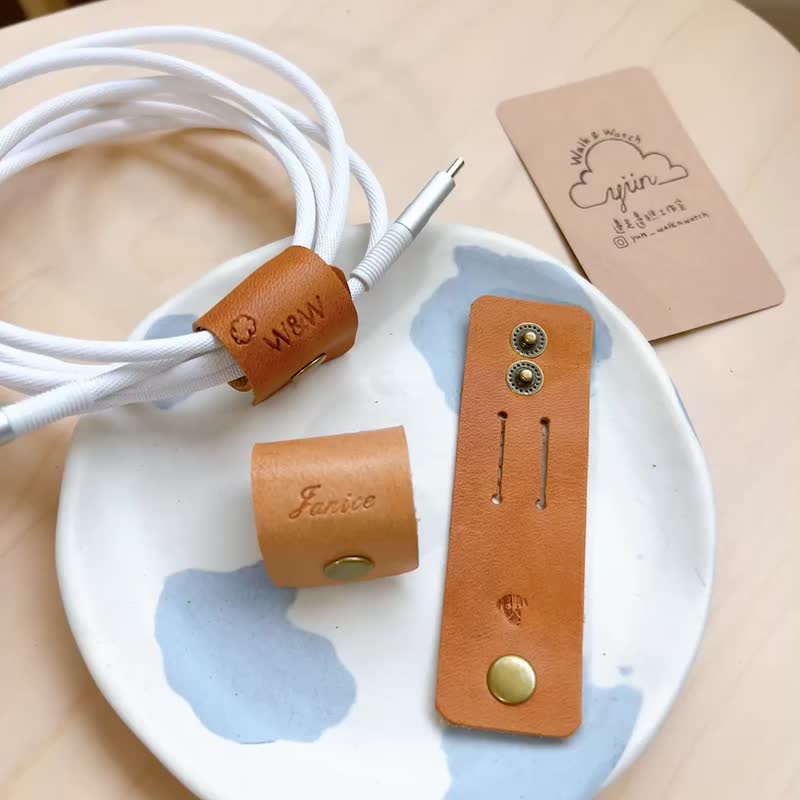 【W&W】OK tension reel. Customized leather gadgets - Cable Organizers - Genuine Leather 