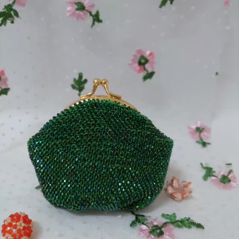 Shell mouth gold bead bag DIY material bag knitting/crochet/mouth gold bead bag/coin purse/small coin purse - Knitting, Embroidery, Felted Wool & Sewing - Glass Multicolor