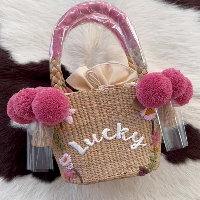 【Customized Gift】Tout Petit Marché Pom Pom Bomb (small) - Handbags & Totes - Plants & Flowers Multicolor