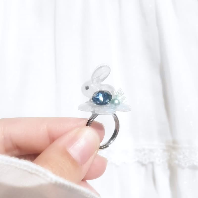 指輪　RanranRabbit　フリーサイズ うさぎ 日本 ハンドメイド - 戒指 - 樹脂 藍色