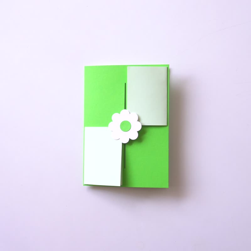 花花滑動4種機關卡片材料組合包－綠色 (需自己動手做) - 卡片/明信片 - 紙 綠色